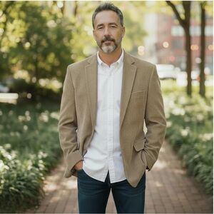 Lauren Ralph Lauren Corduroy Blazer Mens 44S Tan Single Vent Sports Coat LRL